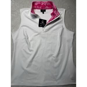 Sailor-Sailor Britt Sleeveless Top White Montauk Daisy Pink SZ L UPF 50+ Resortw